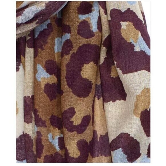 ECHO NEW YORK leopard animal print modal cotton women's scarf wrap- BROWN/BLUE - Picture 2 of 3